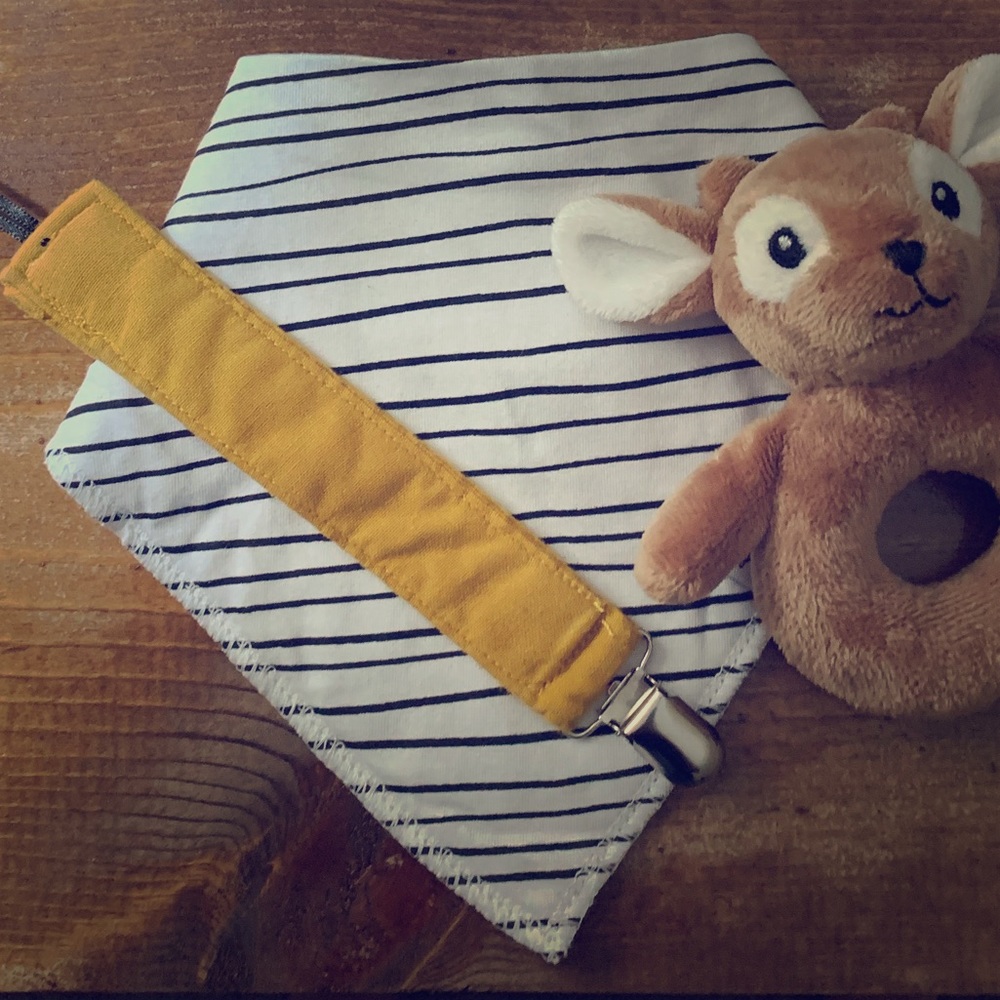 Mustard yellow binky clip